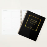 Moderne or noir élégant professionnel<br><div class="desc">Moderne élégant noir et or personnel,  planificateur d'affaires. Ajoutez votre nom et votre texte à l'avant pour personnaliser.</div>