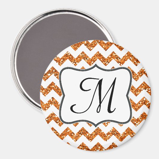 Moderne Oran Glitte Chevron Monogramme Aimant init (Recto/Verso)