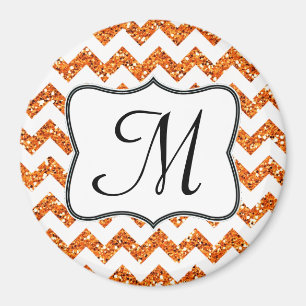 Moderne Oran Glitte Chevron Monogramme Aimant init