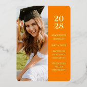 Moderne Orange Photo Faire-part de graduation (Recto)