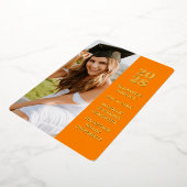 Moderne Orange Photo Faire-part de graduation (Rotation)