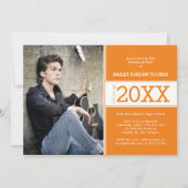 Moderne Orange Photo Faire-part de graduation (Devant)