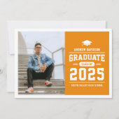 Moderne Orange Photo Faire-part de graduation (Devant)