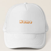 Moderne oranje aangepaste tekstmonogram schattig trucker pet (Voorkant)