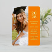 Moderne Oranje aankondiging Afstuderen foto (Staand Voorkant)