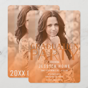 Moderne Oranje Afstudeerfeest Afgestudeerde Foto Kaart