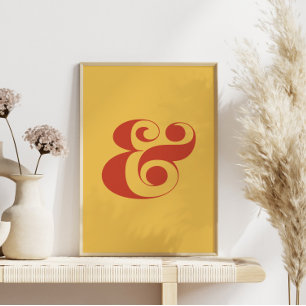 Moderne Oranje Ampersand kunst, zonsondergang kleu Poster