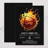 Moderne Oranje bewerkbare basketbal Verjaardag Kaart (Voorkant / Achterkant)