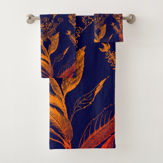 Moderne Oranje bladeren van de marine Bad Handdoek (Insitu)