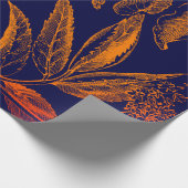 Moderne Oranje bladeren van de marine Cadeaupapier (Hoek)