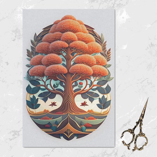 Moderne Oranje boomillustratie Tissuepapier