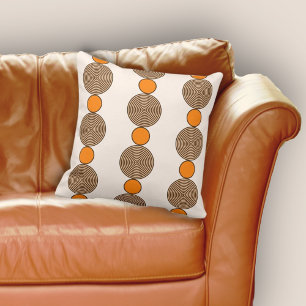 Moderne Oranje cirkellijnen herhalingspatroon Kussen