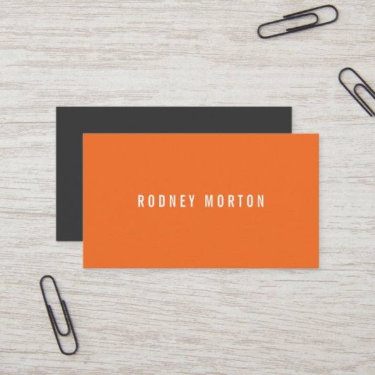 Moderne oranje, eenvoudige generieke professional visitekaartje (Voorkant / Achterkant in situ)