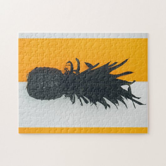 Moderne oranje en grijze anananas-design legpuzzel (Horizontaal)