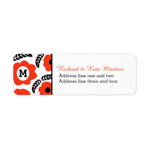 Moderne Oranje en rode Floral Etiket