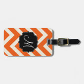 Moderne Oranje en witte Chevron Stripes Bagagelabel (Voorkant horizontaal)