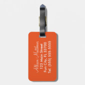 Moderne Oranje en witte Chevron Stripes Bagagelabel (Achterkant verticaal)