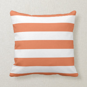 Moderne Oranje en witte strepen Kussen