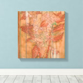 Moderne Oranje Floral Print op gestripte achtergro (Insitu (Houten vloer))