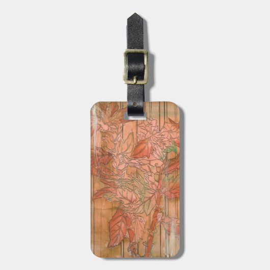 Moderne Oranje Floral Print op gestripte achtergro Bagagelabel (Voorkant verticaal)
