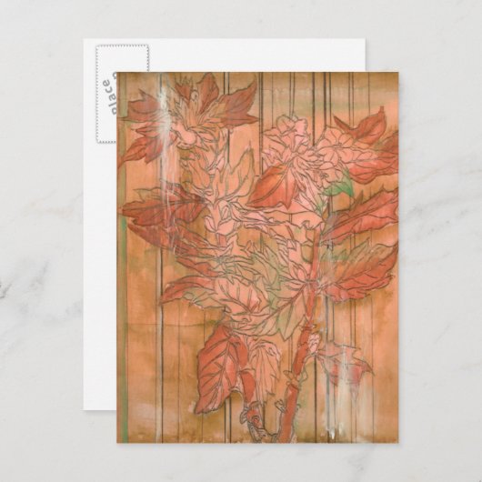 Moderne Oranje Floral Print op gestripte achtergro Briefkaart (Voorkant / Achterkant)