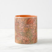 Moderne Oranje Floral Print op gestripte achtergro Mok (Midden)