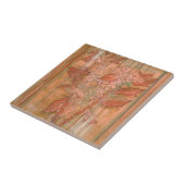 Moderne Oranje Floral Print op gestripte achtergro Tegeltje (Zijkant)