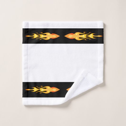 Moderne Oranje Gele Vuurvlam op zwart-wit Bad Handdoek (Wasdoekje)