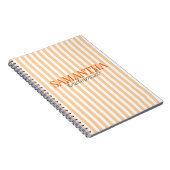Moderne Oranje Gestreepte Script Bruidsmeisje Naam Notitieboek (Rechterzijde)