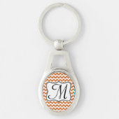 Moderne Oranje Glitter Chevron Zig Zag Sleutelhang Sleutelhanger (Voorkant)
