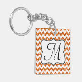 Moderne Oranje Glitter Chevron Zig Zag Sleutelhang Sleutelhanger (Voorkant Links)