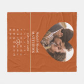 Moderne oranje herfst bruiloft jubileum kalender fleece deken (Voorkant (Horizontaal))
