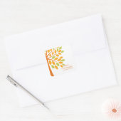 Moderne Oranje Herfst Tree Bruiloft Vierkante Stic Vierkante Sticker (Envelop)