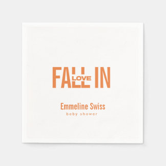 Moderne Oranje Herfst Verliefd Baby Shower Servet