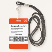 Moderne Oranje ID-werknemer van het bedrijf Badge (Achterkant met draagriem)