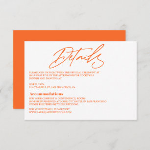 Moderne, Oranje, kleurrijke bruiloft Enclosure Kaa RSVP Kaartje