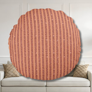 Moderne Oranje Mango Glitter Stijl Verticale Strep Rond Kussen