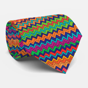Moderne Oranje Paarse Blauw Groene Chevron Patroon Stropdas