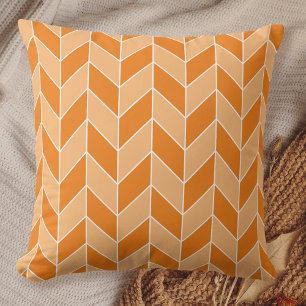 Moderne Oranje Perzik Visgraat Chevron Patroon Kussen