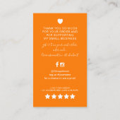 Moderne Oranje QR-codeorder bedankt Visitekaartje (Achterkant)