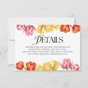 Moderne Oranje Roze Tulp Bloemige Bruidsdouche RSVP Kaartje