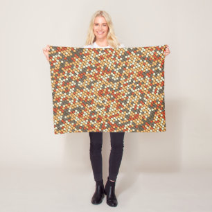 Moderne oranje stippen fleece deken