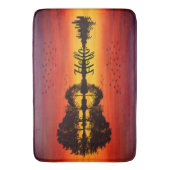 Moderne Oranje Sunset Guitarist Name Waterverf Badmat (Voorkant Verticaal)