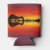 Moderne Oranje Sunset Guitarist Name Waterverf Blikjeskoeler (Voorkant)