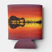 Moderne Oranje Sunset Guitarist Name Waterverf Blikjeskoeler (Achterkant)