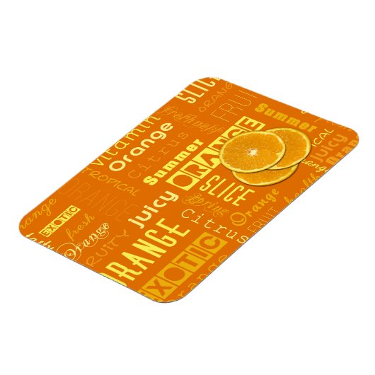 Moderne Oranje tipografie Fruitstuk Magneet (Linkerzijde)