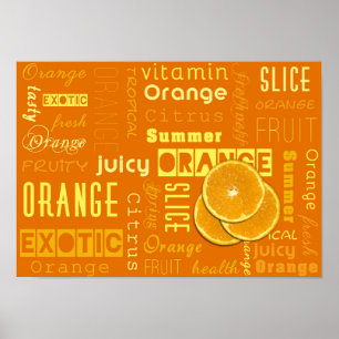 Moderne Oranje tipografie Fruitstuk Poster