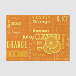 Moderne Oranje tipografie Fruitstuk Tissuepapier