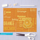 Moderne Oranje tipografie Fruitstuk Tissuepapier (Craft)