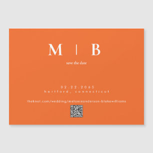 Moderne oranje trouwkaart 'Save the Date' Magnetische Uitnodiging
